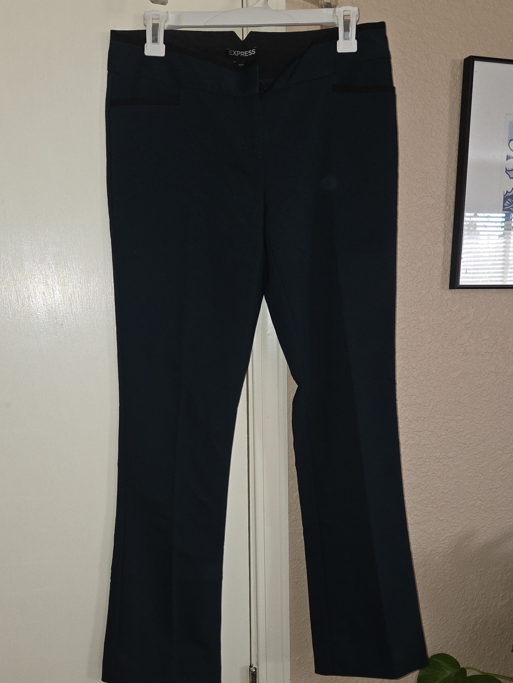 Express Navy Straight-Leg Dress Trousers